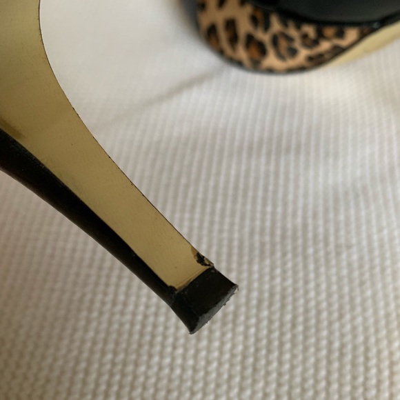 Franco Sarto Black Animal Print Peep Toe Heels - Picture 8 of 8